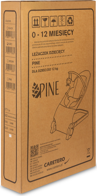 Leżaczek dziecięcy Caretero Pine Grey TERO-80611 (5908310397870) - obraz 12