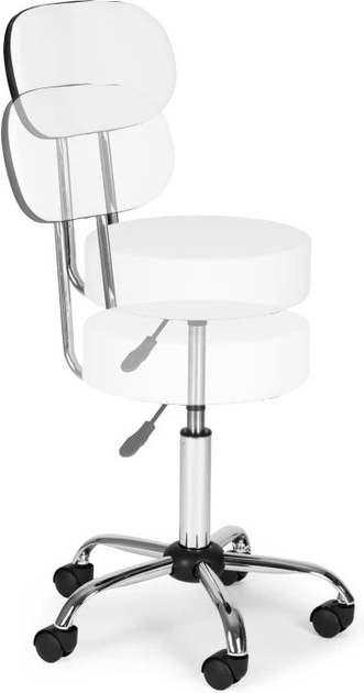 Stołek obrotowy medyczny ModernHome by Multistore BC009-W z oparciem regulowany Biały (5905817007523) - obraz 7