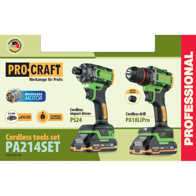 Шуруповерт винтоверт Procraft PA214SET - Фото 2 Шуруповерт винтоверт Procraft PA214SET - изображение 2