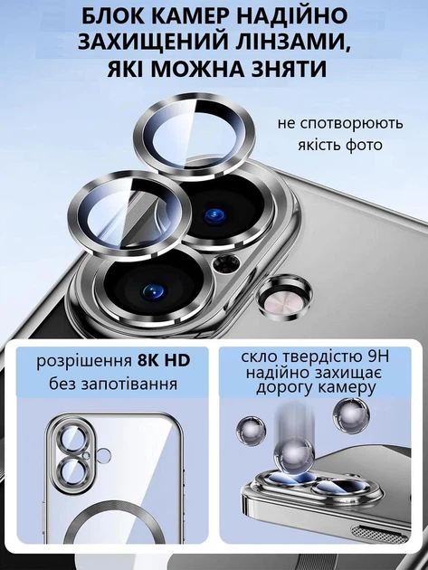 Чохол силіконовий з магнітом протиударний Case with MagSafe для Apple iPhone 16 Full Camera Protective black - изображение 2
