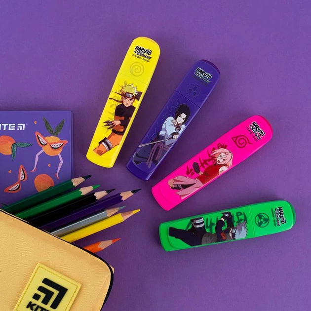 Набор маркеров Highlighter Kite Naruto ширина линии 1-5 мм 4 цвета (NR24-444) - изображение 2