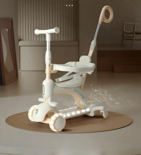 Самокат трансформер для дітей до 5 років CITY LINE Smart Baby 669 з батьківською ручкою, білий колір - изображение 4