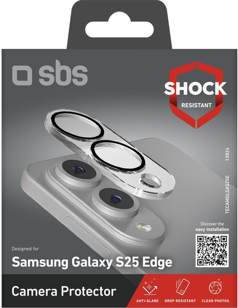 Szkło hartowane SBS Camera Lens Protector do  Samsung Galaxy S25 Edge Black (8018417513824) - obraz 2