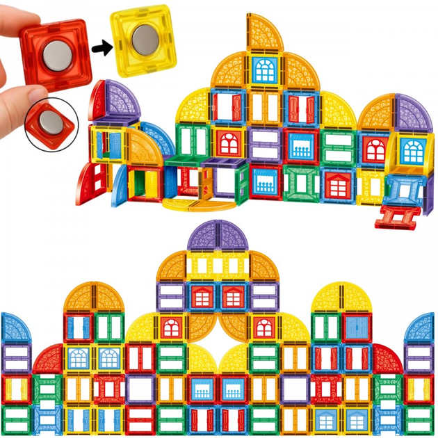 Klocki Magnetyczne Woopie 3D Zestaw Edukacyjny Zamek 100 elementów (5906280654856) - obraz 2