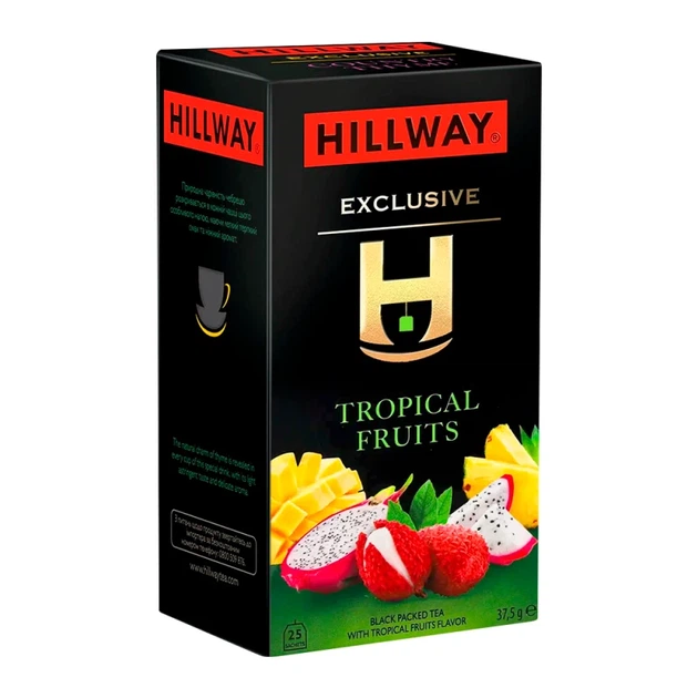 Чай чорний HILLWAY байховий дрібний з ароматом тропічних фруктів 25 пакетиків - Фото 1 Чай чорний HILLWAY байховий дрібний з ароматом тропічних фруктів 25 пакетиків - изображение 1
