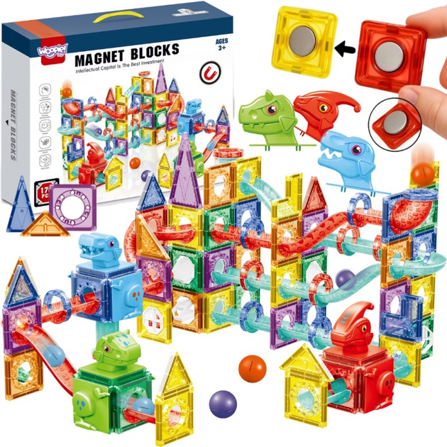 Klocki Magnetyczne Woopie 3D Zestaw Edukacyjny Tor Kulkowy 170 elementów (5906280654863) - obraz 1