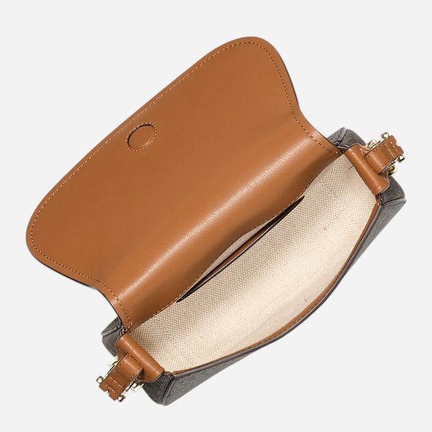 Torebka damska crossbody przez ramię mała Michael Kors Lydia Sm Flap Xbody 32S5GL0C1B 252 Ciemnobrązowa (800070349059) - obraz 4