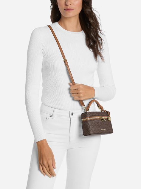 Сумка крос-боді через плече жіноча маленька Michael Kors Jana Xs Th Xbody 32F5GQ1C0B 252 Темно-коричнева (800070349087) - зображення 2