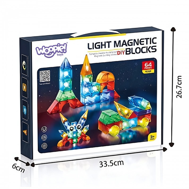 Klocki Magnetyczne Woopie 3D Zestaw Edukacyjny 63 elementy (5906280654887) - obraz 5