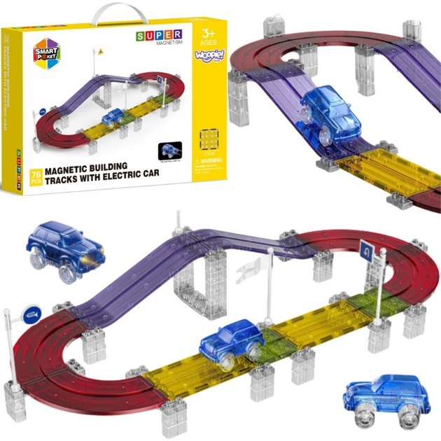 Tor samochodowy Woopie Wyścigowy + Autko, 76 elementów (5906280654894) - obraz 1