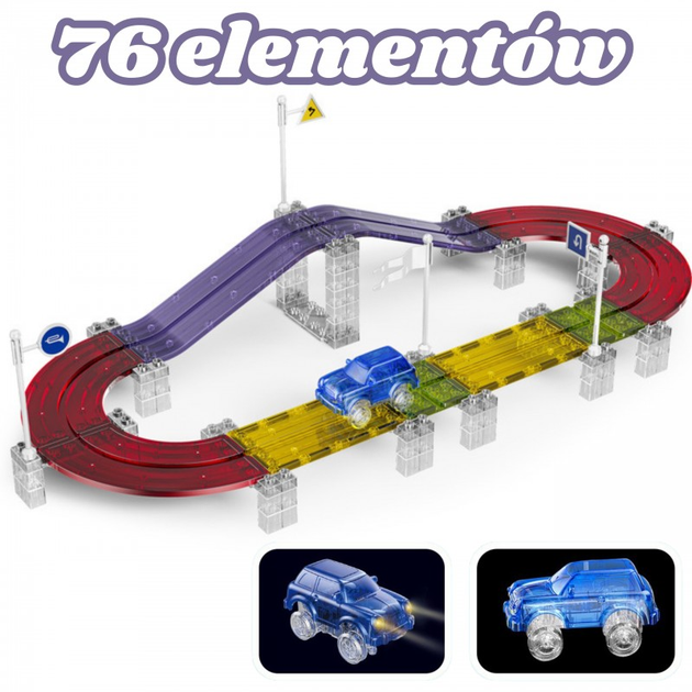 Tor samochodowy Woopie Wyścigowy + Autko, 76 elementów (5906280654894) - obraz 5