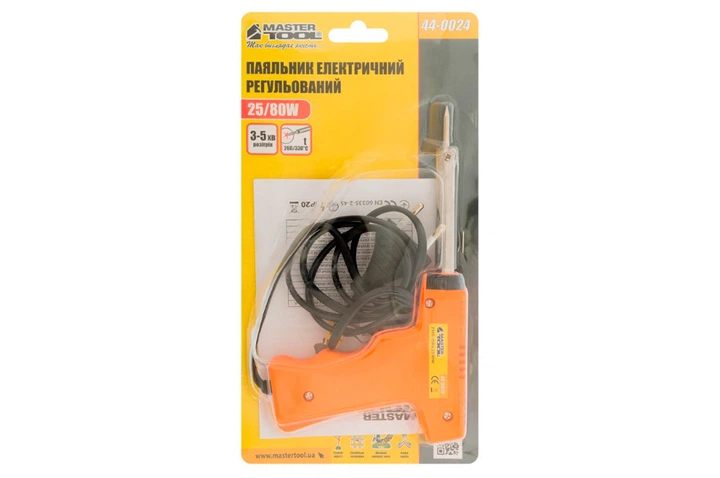 Паяльник контактный Mastertool 25 x 80Вт пистолет (44-0024) - Фото 7 Паяльник контактный Mastertool 25 x 80Вт пистолет (44-0024) - изображение 7