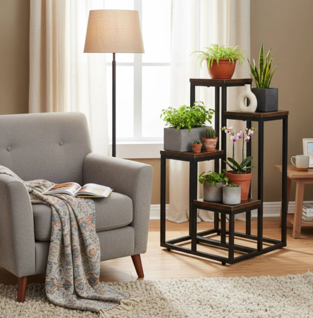 Підставка для квітів у горщиках ModernHome by Multistore ME-ATS18 4 полиці у стилі Лофт (5905817007738) - зображення 7