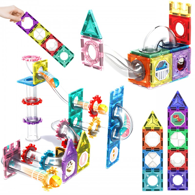 Klocki Magnetyczne Woopie 3D Zestaw Edukacyjny, Tor Kulkowy, 126 elementów (5906280654955) - obraz 1