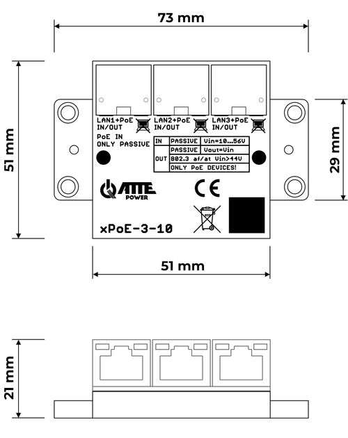 Модуль ATTE Switch xPoE-3-10 POE\Exetender (xPoE-3-10) - зображення 5