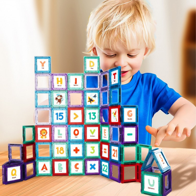 Klocki Magnetyczne Woopie 3D Zestaw Edukacyjny, Nauka Liter, 70 elementów (5906280654993) - obraz 2