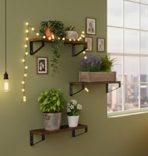 Підставка для квітів настінна ModernHome by Multistore ME-ATS21 3 підвісні полиці у стилі Лофт (5905817007769) - зображення 9