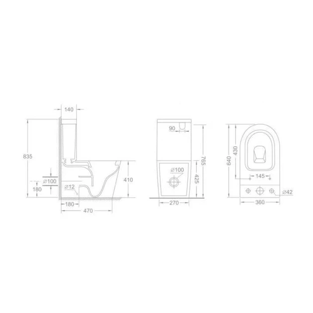 Унитаз компакт Mixxus Bevel-0403-T3 640x360 овальный, с сиденьем, белый (MI6712) - изображение 7