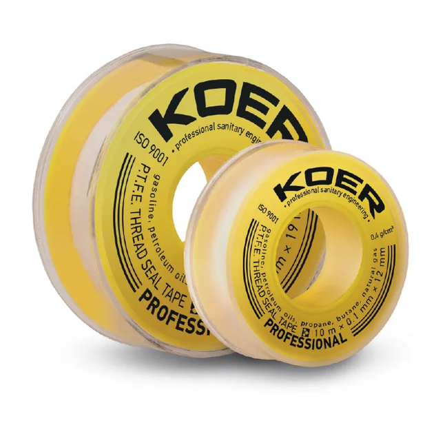 ФУМ стрічка для газу KOER STP-12 PRO 15M * 0.2mm * 19mm (KR2811) - Фото 1 ФУМ стрічка для газу KOER STP-12 PRO 15M * 0.2mm * 19mm (KR2811) - зображення 1