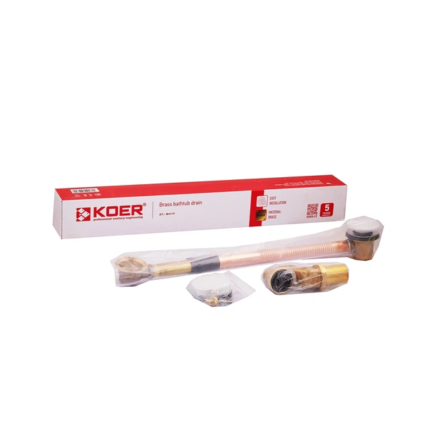 Сифон для ванни Koer BD-01-01 з переливом та випуском ''СLICK-СLACK'', латунь (KR5196) - зображення 4