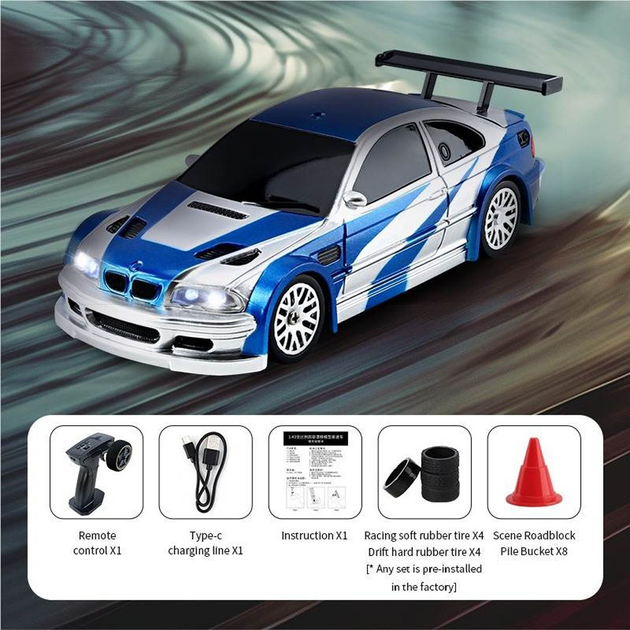 Auto zdalnie sterowane Ramiz do Driftu z akcesoriami 1:43 Niebieskie (5903864973181) - obraz 2