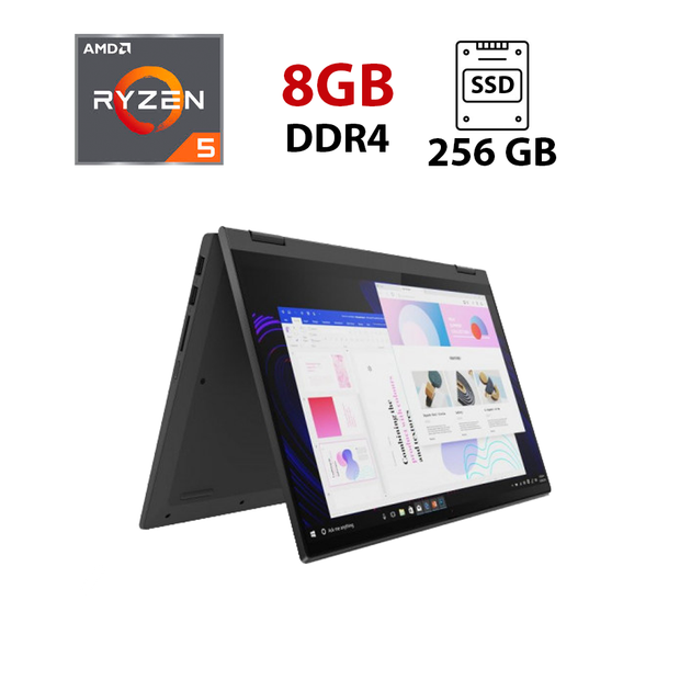 Ультрабук-трансформер Б-класс Lenovo IdeaPad Flex 5 14ARE05 / 14" (1920x1080) IPS Touch / AMD Ryzen 5 4500U (6 ядер по 2.3 - 4.0 GHz) / 8 GB DDR4 / 256 GB SSD / AMD Radeon Vega Graphics / WebCam б/у - Фото 1 Ультрабук-трансформер Б-класс Lenovo IdeaPad Flex 5 14ARE05 / 14" (1920x1080) IPS Touch / AMD Ryzen 5 4500U (6 ядер по 2.3 - 4.0 GHz) / 8 GB DDR4 / 256 GB SSD / AMD Radeon Vega Graphics / WebCam б/у - изображение 1