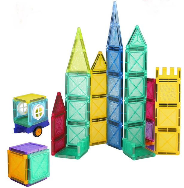 Klocki Magnetyczne Woopie 3D Zestaw Edukacyjny, Zamek, Pojazdy, 110 elementów (5906280654979) - obraz 1