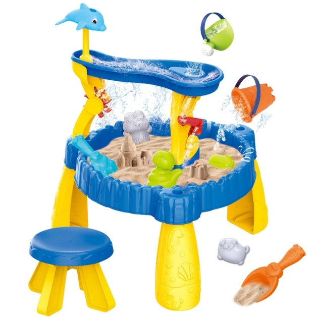 Stolik wodny Woopie XL z krzesełkiem 2 w 1 piaskownica delfinek 12 elementów 53705 (5906280653705) - obraz 2