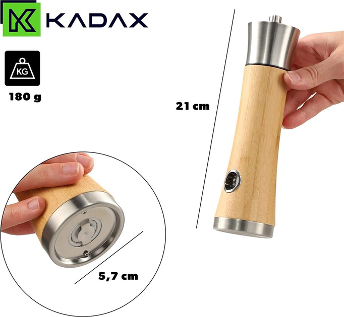 Młynek do pieprzu i soli Kadax Elfina bambusowy 20 cm (5903699435021) - obraz 7