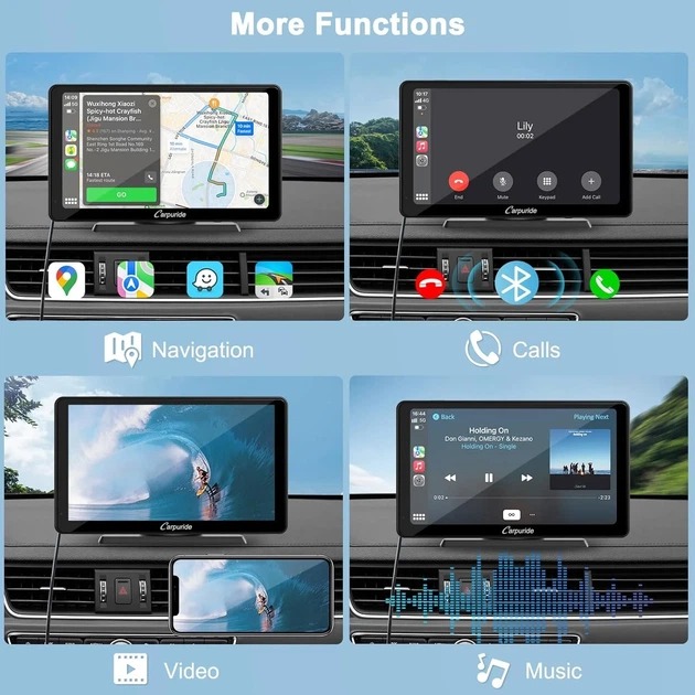 Автомагнитола CARPURIDE C3 / 7" / Сенсорная / Apple CarPlay / Android Auto / Bluetooth / WI-FI / GPS / USB / AUX - изображение 4