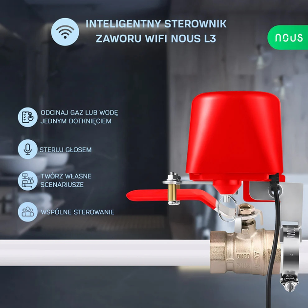 Розумний електропривод клапана NOUS L3 (Wi-Fi) (5907772033951) - зображення 2