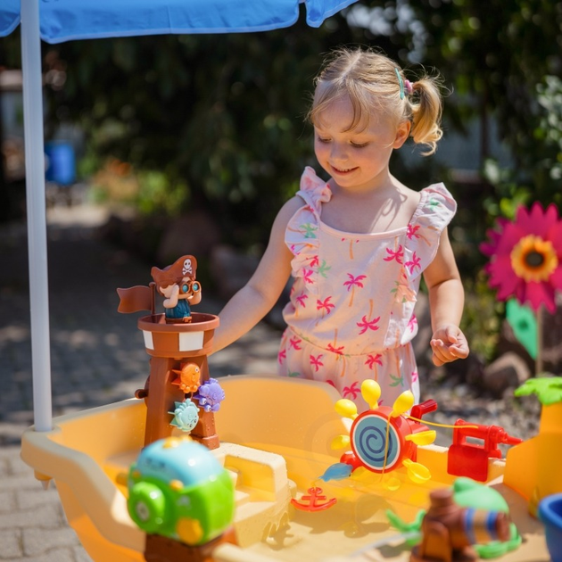 Водний столик Woopie Пісочниця 2 в 1 Піратський корабель з парасолькою XL з машиною для мильних бульбашок 55761 (5906280655761) - зображення 11