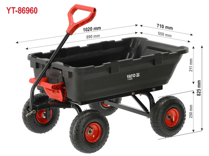 Садовий самоскидний візок YATO YT-86960 - зображення 9
