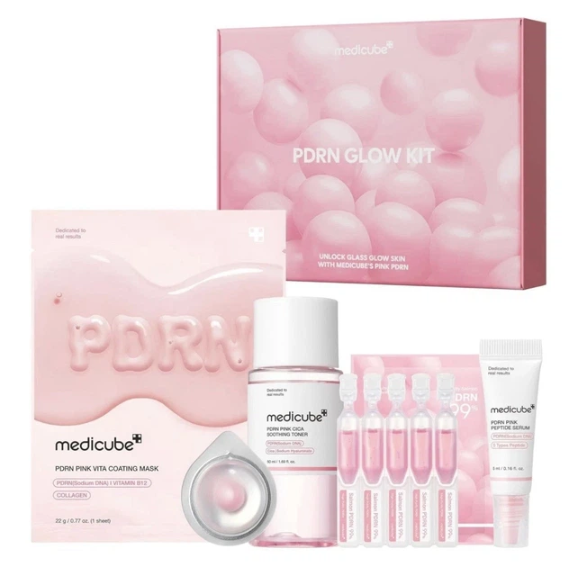 Medicube とKISOのPDRN セラムセット Набір косметики Medicube PDRN Pink Glow Kit Toner Serum Cream Mask