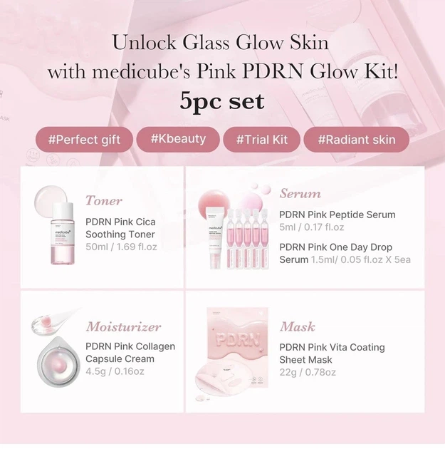 Набор косметики Medicube PDRN Pink Glow Kit Toner Serum Cream Mask