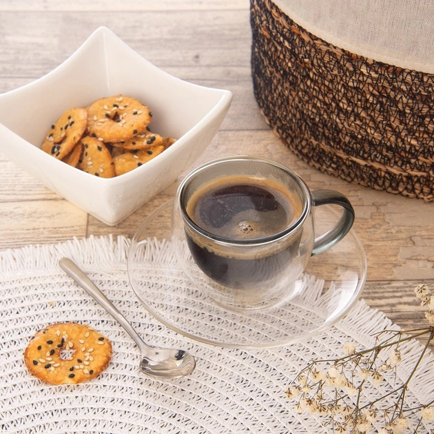 Zestaw filiżanek Orion Double z podwójną ścianką ze spodkiami 90 ml 2 szt (8592381192549) - obraz 4