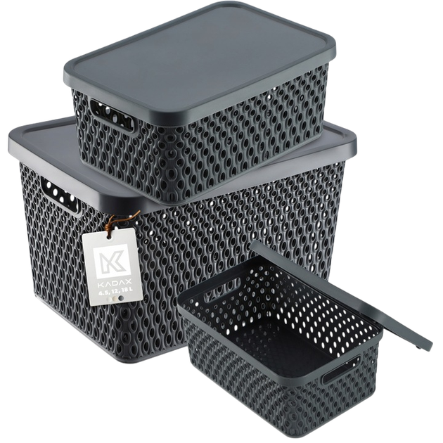 Набір кошиків Kadax Ontario сірі 4.5 л + 12 л + 18 л (5903699492130) - зображення 2