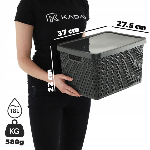 Набір кошиків Kadax Ontario сірі 4.5 л + 12 л + 18 л (5903699492130) - зображення 5