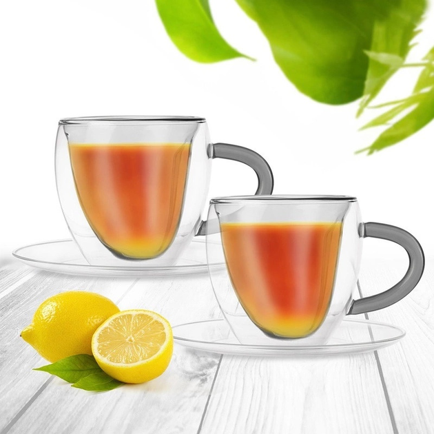 Zestaw filiżanek Orion Double z podwójną ścianką ze spodkiami 160 ml 2 szt (8592381192563) - obraz 3