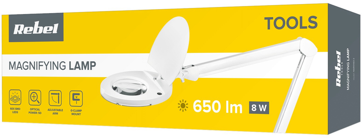 Lampa warsztatowa z lupą Rebel 5D 8W (5901890077224) - obraz 4