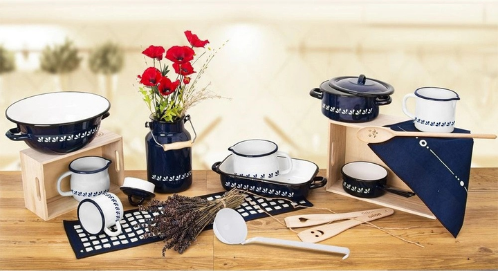 Kubek Orion Modrobila emaliowany biały 800 ml (8592381166717) - obraz 6