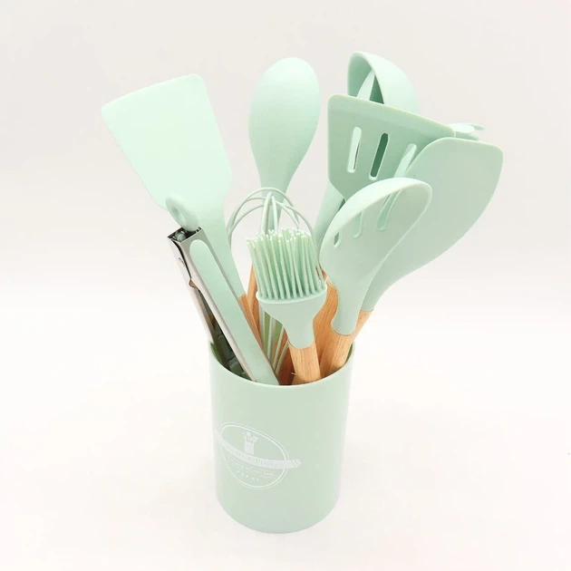 Великий набір кухонного приладдя Kitchen Set 12 шт. Силіконові аксесуари для кухні з підставкою - Фото 4 Великий набір кухонного приладдя Kitchen Set 12 шт. Силіконові аксесуари для кухні з підставкою - зображення 4