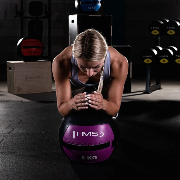 Piłka do ćwiczeń HMS WLB Wall Ball 8 kg Fioletowa (5907695518290) - obraz 5