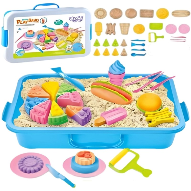 Zestaw Woopie Piasek kinetyczny 6 Kolorów 1.2 kg + Restauracja stolik z foremkami 54795 (5906280654795) - obraz 1
