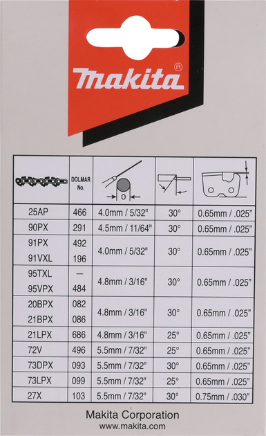 Ланцюг Makita для ланцюгової пили 40 см (191H12-3) - зображення 3