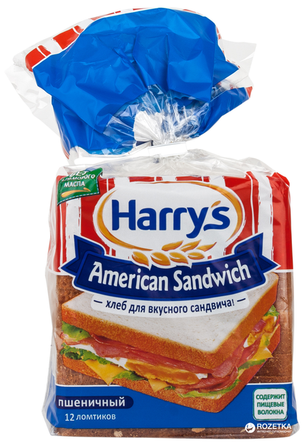 Сандвичный хлеб Harrys American Sandwich пшеничный 470 г (12 ломтиков ...
