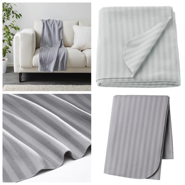 Плед флісовий IKEA VITMOSSA 120x160 см м'який теплий світло-сірий у смужку ІКЕА ВІТМУССА 903.048.89 - Фото 2 Плед флісовий IKEA VITMOSSA 120x160 см м'який теплий світло-сірий у смужку ІКЕА ВІТМУССА 903.048.89 - зображення 2