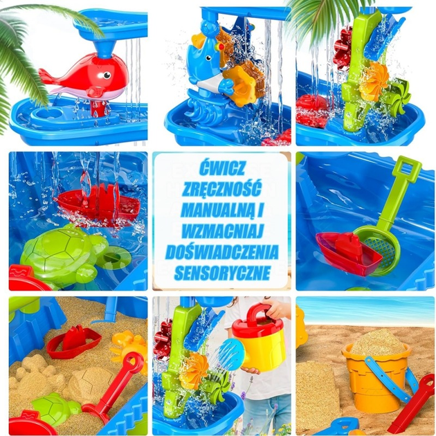 Stolik wodny Woopie 6 w 1 Piaskownica ogromny aquapark wodospad tor wodny 6-poziomowy modułowy 55716 (5906280655716) - obraz 5