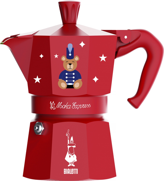 Kawiarka Bialetti Moka Express Joyful Christmas na 3 filiżanki 130 ml Czerwona (8006363094542) - obraz 1