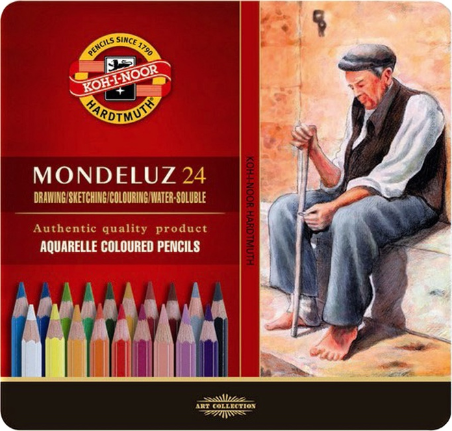 Олівці кольорові акварельні Koh-i-Noor Mondeluz 24 кольора у металевій упаковці 3724 (8593539006084) - зображення 3